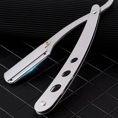 ZqZq 10 cuchillas de afeitar y maquinilla de afeitar de filo recto, herramienta para cortar barba y cejas, depilación manual, maquinilla de afeitar, peluquería, recorte
