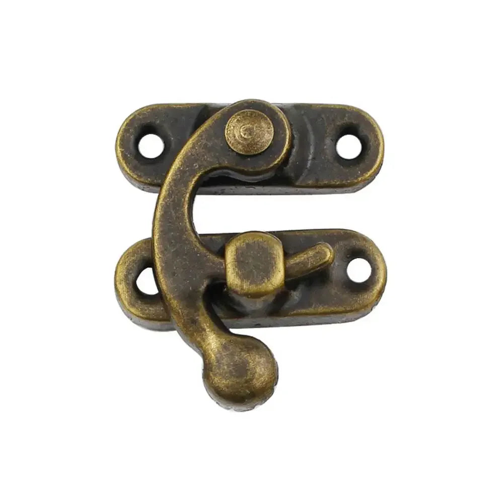 12 piezas de mini ganchos de palanca vintage de bronce, izquierda/derecha, cierre de brazo oscilante, cierre de metal, hebilla curva para joyero, caja de herramientas