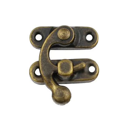 12 piezas de mini ganchos de palanca vintage de bronce, izquierda/derecha, cierre de brazo oscilante, cierre de metal, hebilla curva para joyero, caja de herramientas