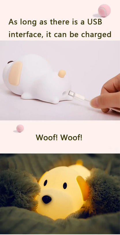 Cute Animal-shape Silicone Night Light Rechargeable Bedside Patting Nightlights For Child Holiday Gift Bedroom Decor Lighting