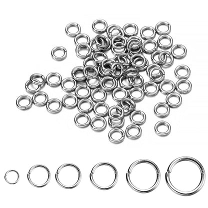 30-200 piezas de 3-25 mm de acero inoxidable con anillos partidos abiertos y bucles individuales para hacer joyas y accesorios.