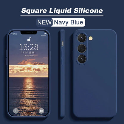 Nueva funda cuadrada de silicona líquida para Samsung Galaxy S24, S23, S22, S21, S20 Ultra Plus FE, A54, A53, A52, A73, 5G, 4G, suave y a prueba de golpes.