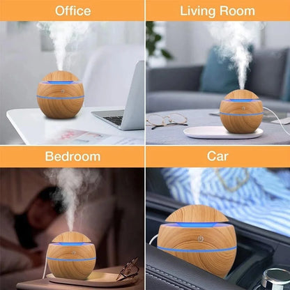 Humidificador eléctrico de aire con difusor de aroma, humidificador ultrasónico de madera con aceites esenciales, vaporizador frío para dormitorio.