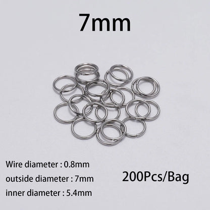 30-200 piezas de 3-25 mm de acero inoxidable con anillos partidos abiertos y bucles individuales para hacer joyas y accesorios.