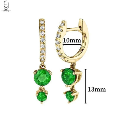 Pendientes de aro con forma de corazón y circonita verde en plata de ley 925 para mujer, delicados pendientes de botón, joyería de lujo, regalos.