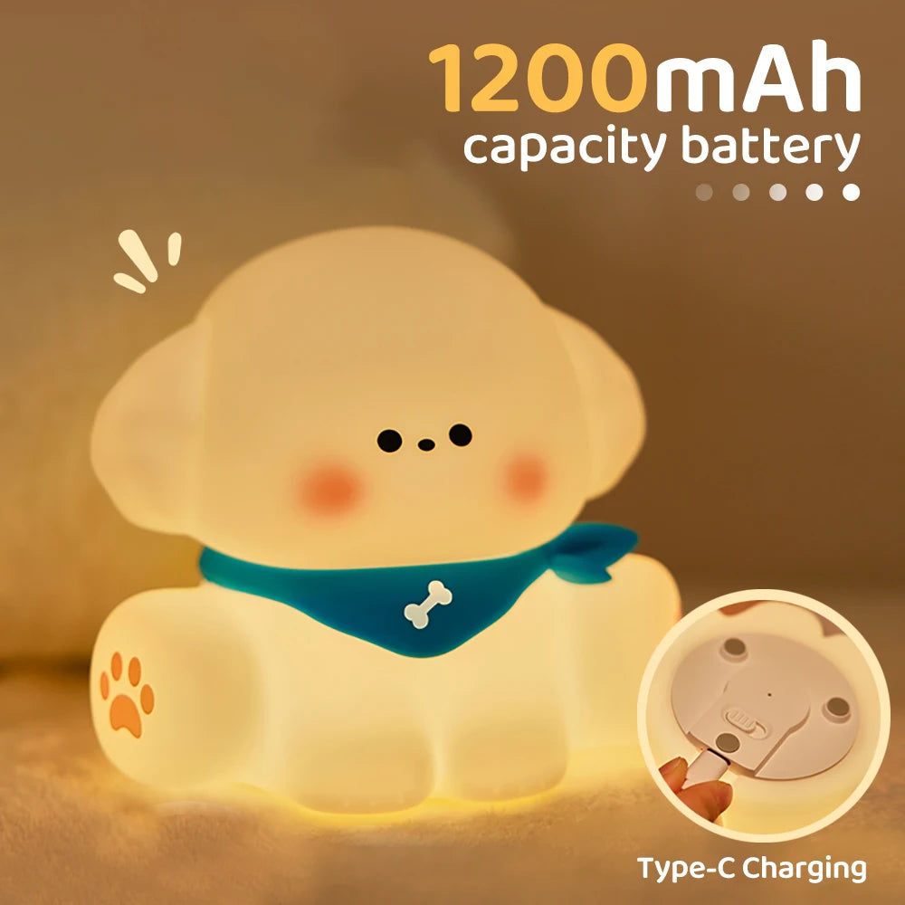 Baby Night Light Timing Rechargeable Dog Nursery Sleeping Lamp Portable Beside Touch Lamp For Room Decor