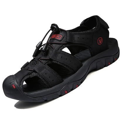 Sandalias de cuero genuino para hombre, zapatos de verano para hombre, zapatos para exteriores, sandalias de cuero para hombre