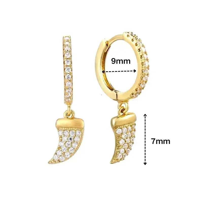 Pendientes de aro de plata de ley 925 con forma de aguja y cristales de circonita, con gotas de agua, dorados, joyería de lujo premium para fiestas.