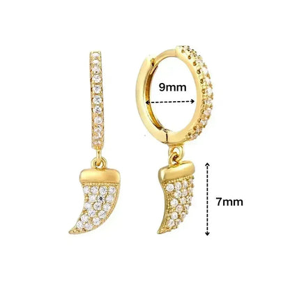 Pendientes de aro de plata de ley 925 con forma de aguja y cristales de circonita, con gotas de agua, dorados, joyería de lujo premium para fiestas.