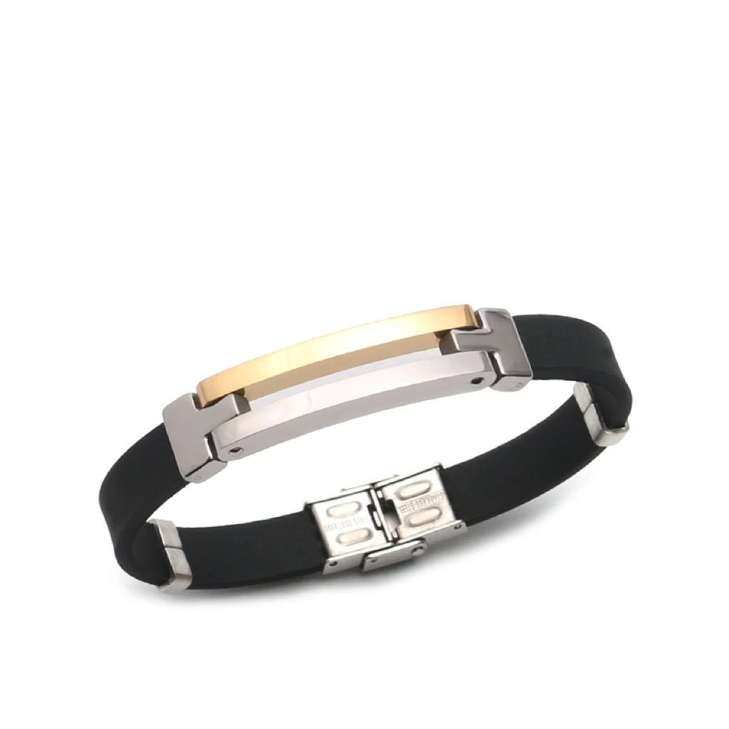 PAPERPLUS | Gold Plated Silicone Bracelets for Men.Clean Line Simple Jewelry.21cm.Hip Hop.Rock 2024