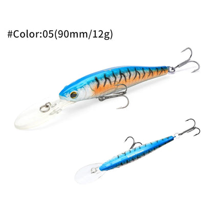 MSEASFREE-Floating Minnow Artificial Hard Bait Fishing Lure, Wobblers for Bass Perch Pike Trout, Fishing Tackle, 90mm, 12g