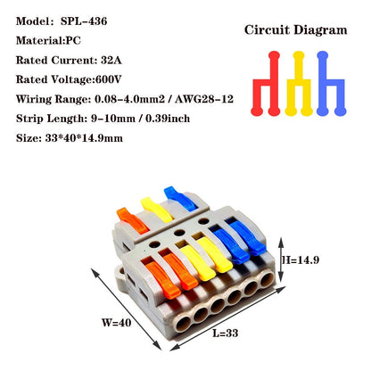 Conector de cable SPL-42 Conector de cableado compacto universal Conector de bloque de terminales a presión para iluminación Mini conector de cable rápido