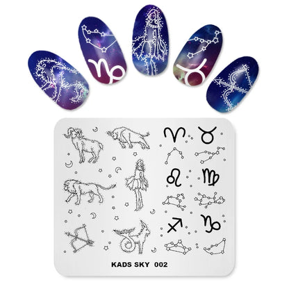 Nail Stamping Plates Sun Moon Stars Pattern Design Nail Art Image Template Stainless Steel Printing Plate for DIY Nails