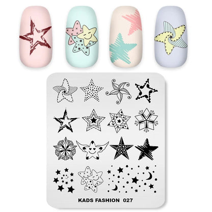 Nail Stamping Plates Sun Moon Stars Pattern Design Nail Art Image Template Stainless Steel Printing Plate for DIY Nails