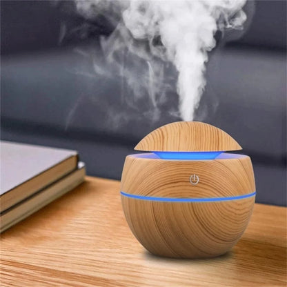 Humidificador eléctrico de aire con difusor de aroma, humidificador ultrasónico de madera con aceites esenciales, vaporizador frío para dormitorio.