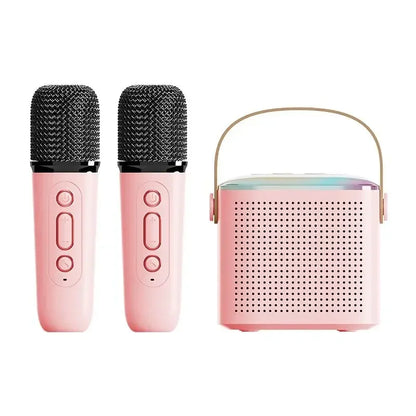 High Power Karaoke Bluetooth Speaker Portable 360 Stereo Surround Waterproof Wireless Subwoofer with Dual Microphone Boombox