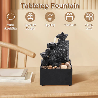 Decoración de cascada de mesa, fuente de agua, adornos de escritorio, Feng Shui, cascada de agua que fluye, decoración de paisaje de mesa