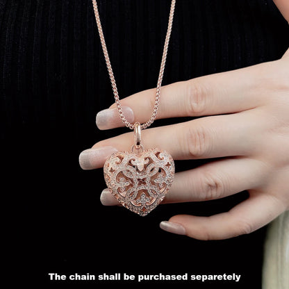 Colgante de corazón de amor, medallón de moda, glamuroso, joyería de plata de ley 925, accesorios de estilo europeo, regalo para el alma de la mujer.