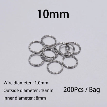 30-200 piezas de 3-25 mm de acero inoxidable con anillos partidos abiertos y bucles individuales para hacer joyas y accesorios.