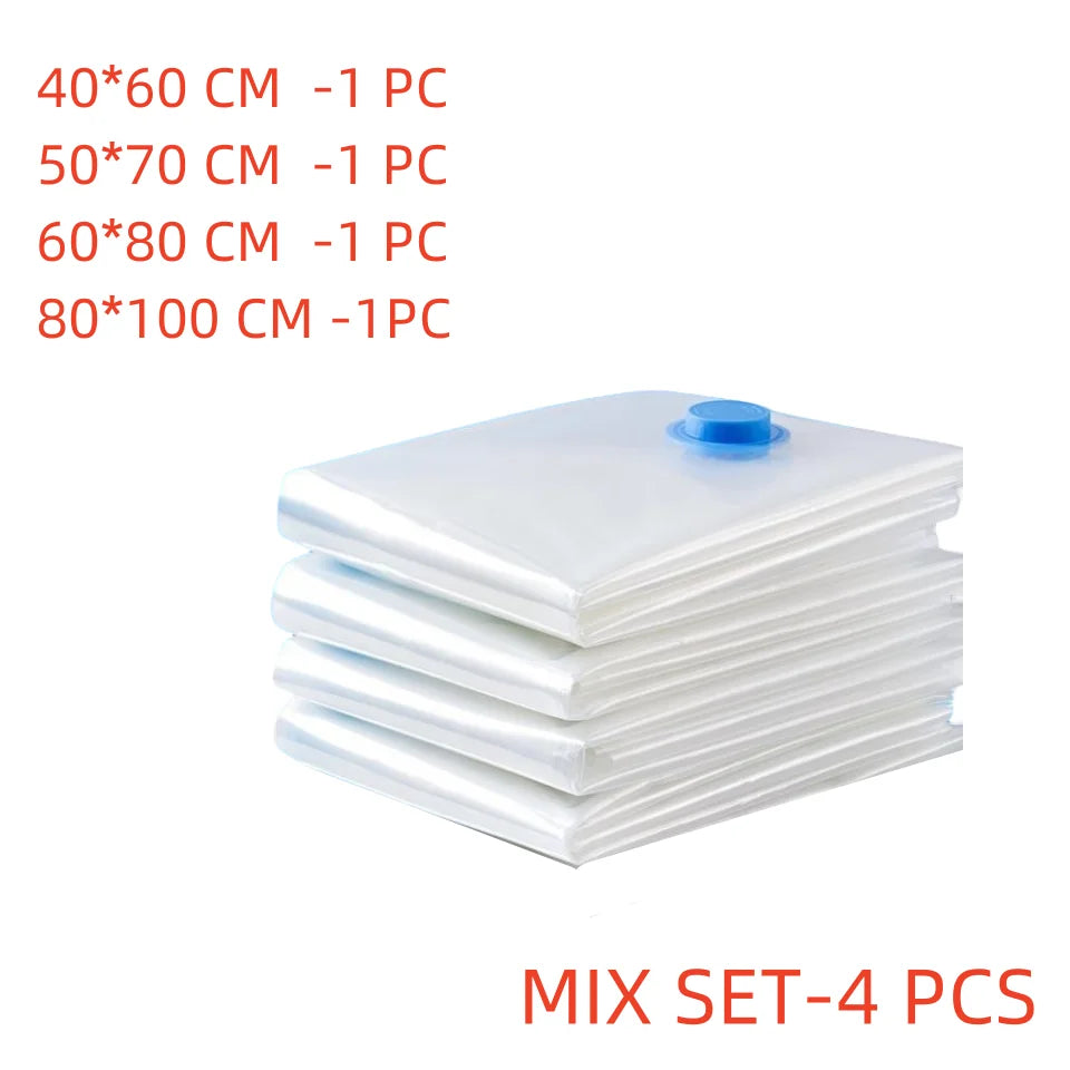 3-5PCS Vacuum Bag and Pump Cover for Clothes Storing Large Plastic Compression Empty Bag Travel Accessories Storage Container
