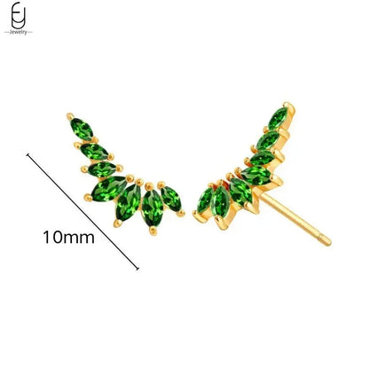 Pendientes de aro con forma de corazón y circonita verde en plata de ley 925 para mujer, delicados pendientes de botón, joyería de lujo, regalos.