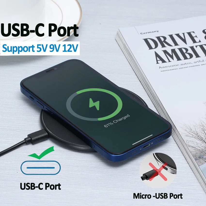 Cargador inalámbrico de 60 W para iPhone 15, 14, 13, 12, 11, X Pro Max, XR, 8, Samsung, Xiaomi, Huawei y LG. Estación de carga rápida.