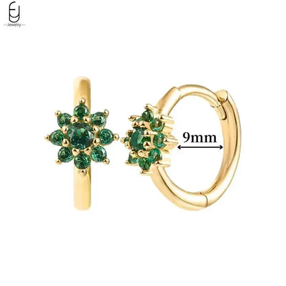 Pendientes de aro con forma de corazón y circonita verde en plata de ley 925 para mujer, delicados pendientes de botón, joyería de lujo, regalos.