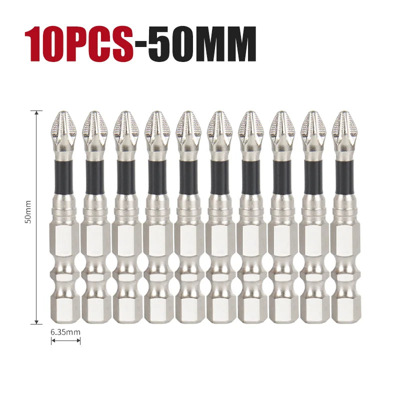 K5 Anti-Slip and Shock-Proof Bits Screwdriver Bits High Hardness Strong Magnetic 25/50/65/70/90/150mm Ph2 Screwdriver Set