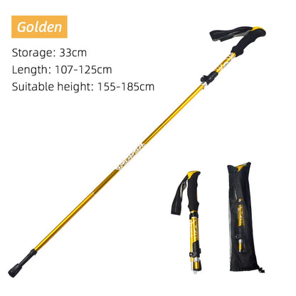 Bastón de trekking plegable de 5 secciones para exteriores, portátil, para acampar, senderismo, para personas mayores nórdicas, telescópico, fácil de guardar en la bolsa, 1 unidad