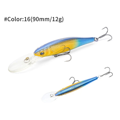 MSEASFREE-Floating Minnow Artificial Hard Bait Fishing Lure, Wobblers for Bass Perch Pike Trout, Fishing Tackle, 90mm, 12g