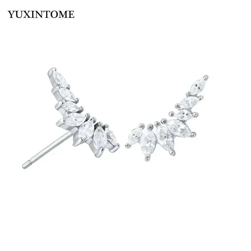 Pendientes de aro de plata de ley 925 con forma de aguja y cristales de circonita, con gotas de agua, dorados, joyería de lujo premium para fiestas.
