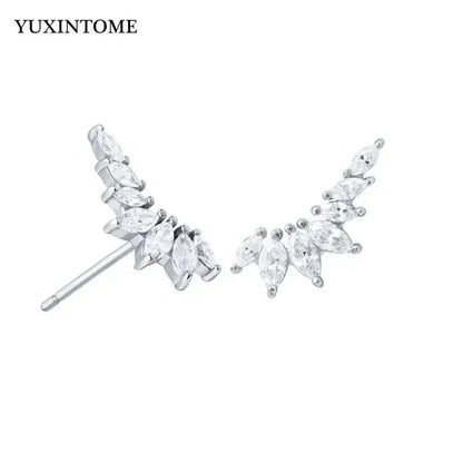 Pendientes de aro de plata de ley 925 con forma de aguja y cristales de circonita, con gotas de agua, dorados, joyería de lujo premium para fiestas.
