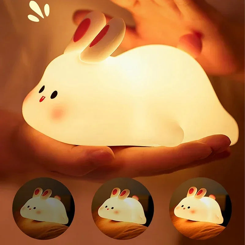 Soft Silicone Night Light - USB Rechargeable Touch Control 3-Level Dimmable Bedside Lamp for Nursery, Kids, Babies & Gift Decor
