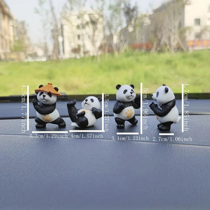 4pcs/set Panda Design Car Ornaments Car Center Console Ornaments Office Desk Ornaments Small Car Interior Decoration