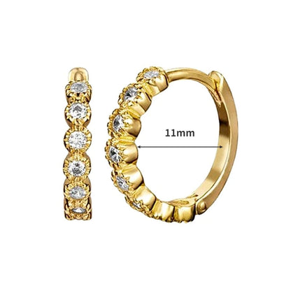 Pendientes de aro de plata de ley 925 con forma de aguja y cristales de circonita, con gotas de agua, dorados, joyería de lujo premium para fiestas.