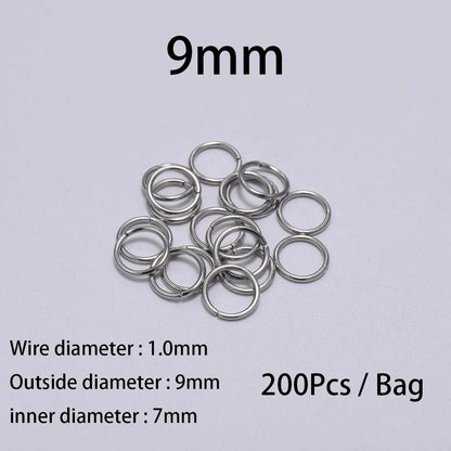 30-200 piezas de 3-25 mm de acero inoxidable con anillos partidos abiertos y bucles individuales para hacer joyas y accesorios.