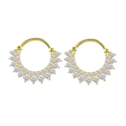 Pendientes de aro de plata de ley 925 con forma de aguja y cristales de circonita, con gotas de agua, dorados, joyería de lujo premium para fiestas.