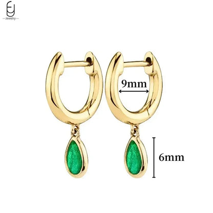 Pendientes de aro con forma de corazón y circonita verde en plata de ley 925 para mujer, delicados pendientes de botón, joyería de lujo, regalos.