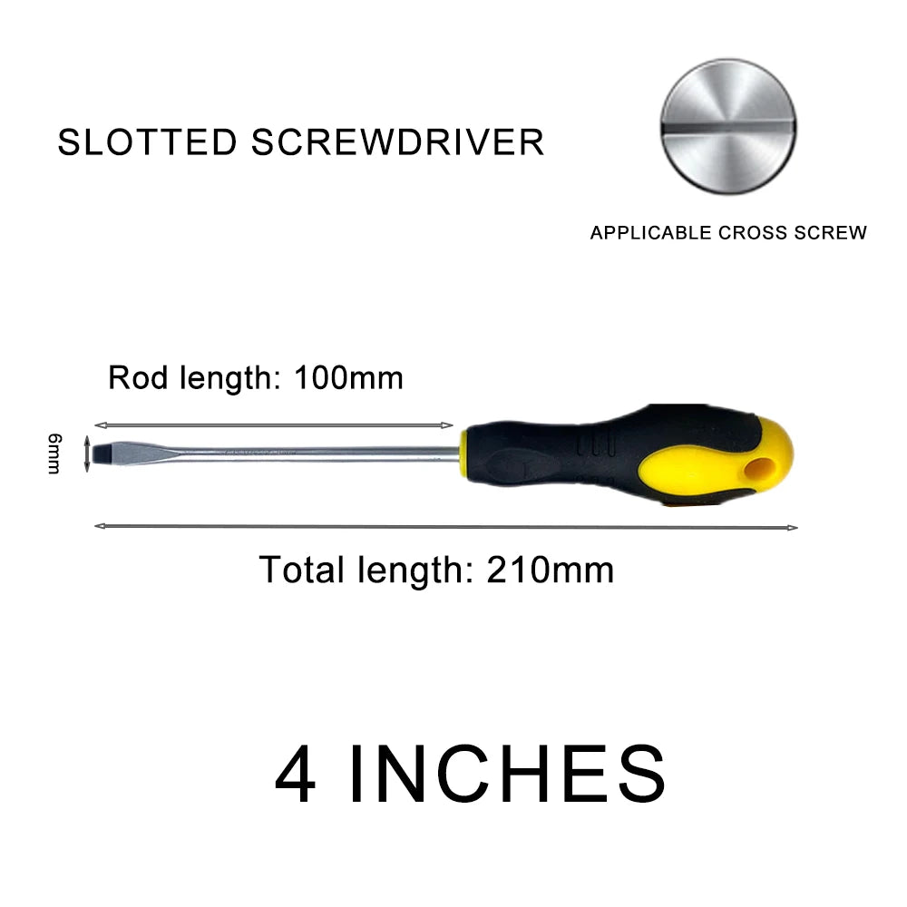 3/4/5/6/8 Inch Rubber-coated Anti-slip Handle Word Cross Strong Magnetic 45# Steel Screwdriver Screwdriver