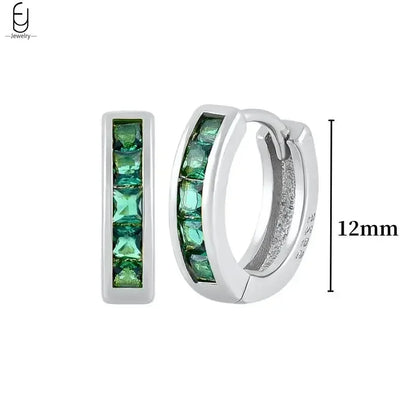 Pendientes de aro con forma de corazón y circonita verde en plata de ley 925 para mujer, delicados pendientes de botón, joyería de lujo, regalos.