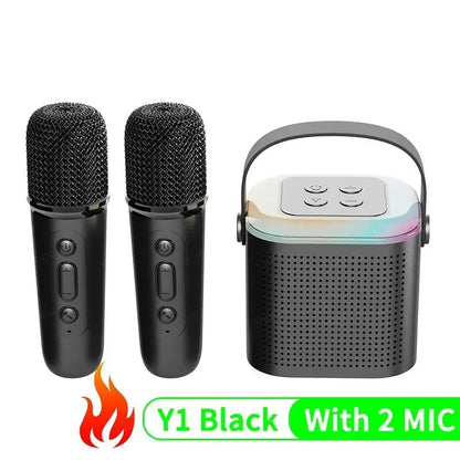 High Power Karaoke Bluetooth Speaker Portable 360 Stereo Surround Waterproof Wireless Subwoofer with Dual Microphone Boombox
