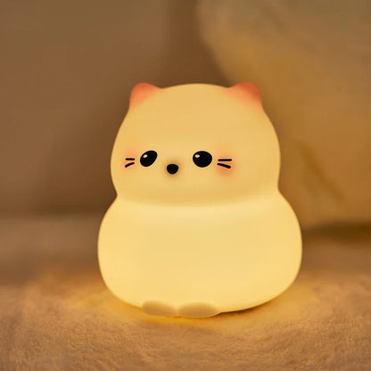 Cute Animal-shape Silicone Night Light Rechargeable Bedside Patting Nightlights For Child Holiday Gift Bedroom Decor Lighting