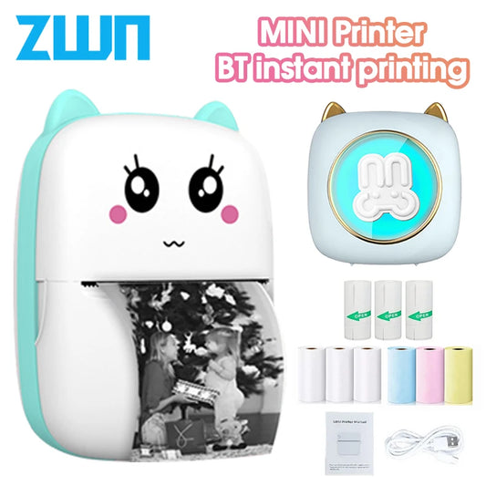 Mini impresora portátil ZWN con Bluetooth para teléfono móvil, foto, título, nota, impresión de bolsillo, impresora de etiquetas de error para estudiantes, ideal para regalos infantiles