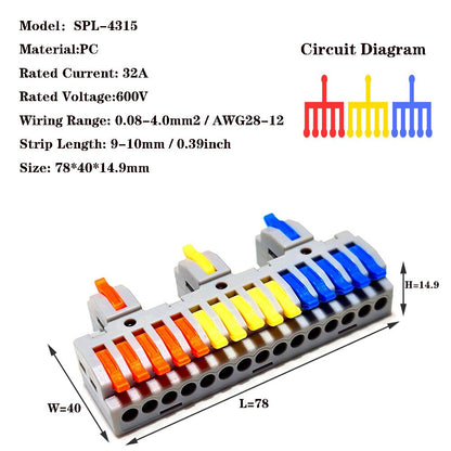 Conector de cable SPL-42 Conector de cableado compacto universal Conector de bloque de terminales a presión para iluminación Mini conector de cable rápido