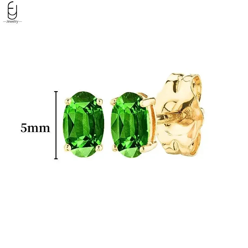 Pendientes de aro con forma de corazón y circonita verde en plata de ley 925 para mujer, delicados pendientes de botón, joyería de lujo, regalos.