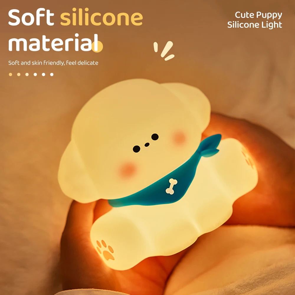 Baby Night Light Timing Rechargeable Dog Nursery Sleeping Lamp Portable Beside Touch Lamp For Room Decor