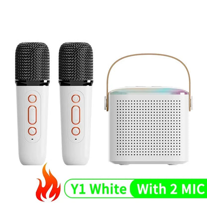 High Power Karaoke Bluetooth Speaker Portable 360 Stereo Surround Waterproof Wireless Subwoofer with Dual Microphone Boombox