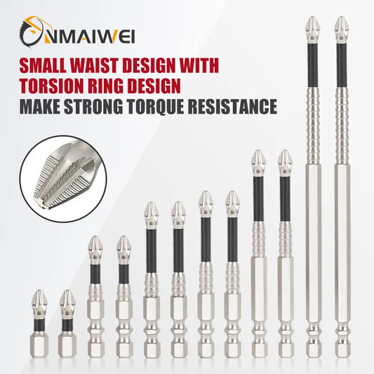 K5 Anti-Slip and Shock-Proof Bits Screwdriver Bits High Hardness Strong Magnetic 25/50/65/70/90/150mm Ph2 Screwdriver Set