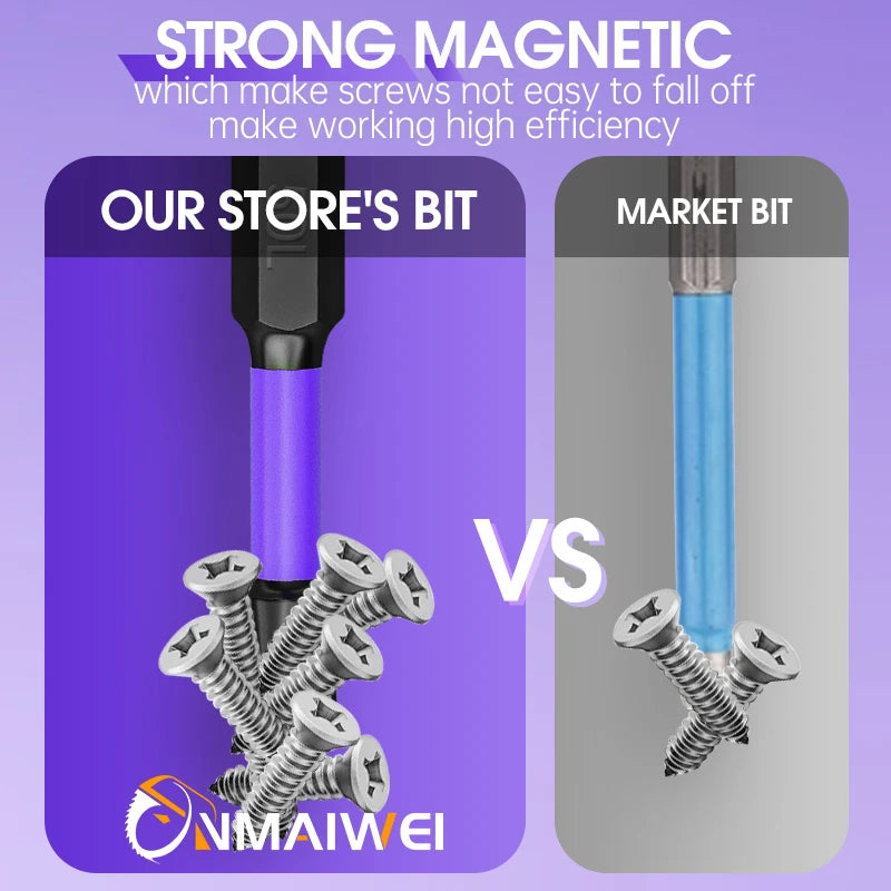Non-Slip Impact Batch Head Strong Magnetic Cross High Torque Hardness Screw Waterproof Ph2 Screwdriver Bits Set