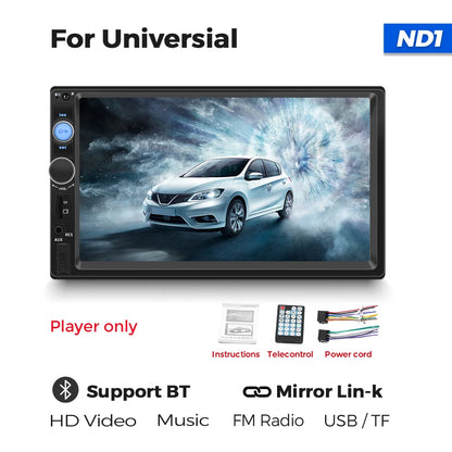 7 Inch HD Touch Screen Intelligent System Car Radio Multimedia Player For Universal Autoradio MP5 Camera TF Card Mirror Link USB